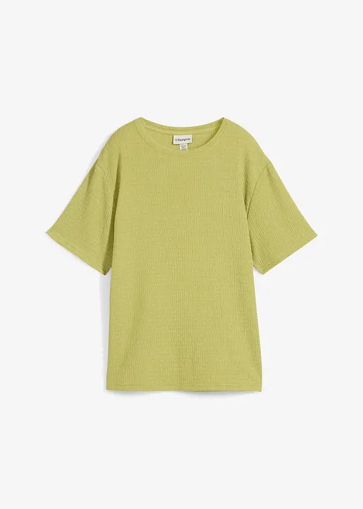 Shirt aus Borkencrepe in grün von vorne - bonprix