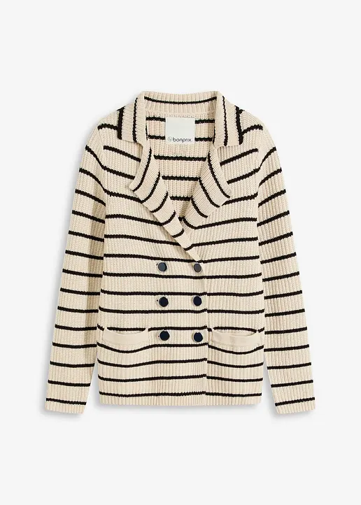 Strickjacke doppelreihig in schwarz von vorne - bonprix