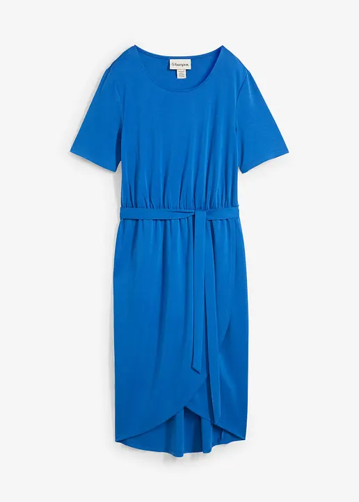 figurbetontes Jerseykleid aus softem Viskose-Mix in blau von vorne - bonprix