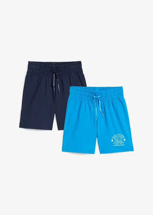 Jersey-Bermuda (2er Pack) aus reiner Baumwolle in blau von vorne - bonprix
