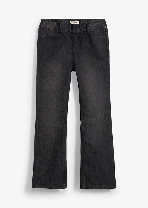Jeggings Mid-Waist, Flared in schwarz von vorne - bonprix