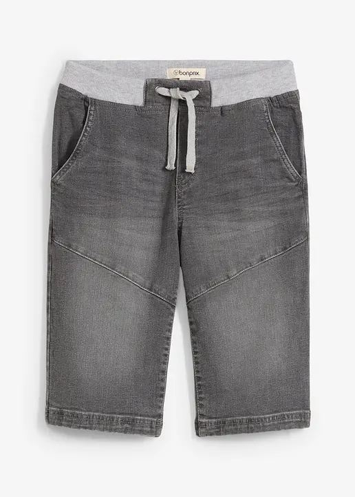 Stretch-Jeans-Bermuda, Regular Fit in grau von vorne - bonprix