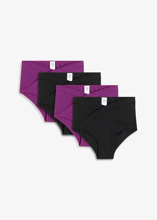 Taillenslip mit V-Shape mit Bio-Baumwolle (4er Pack) in schwarz von vorne - bonprix