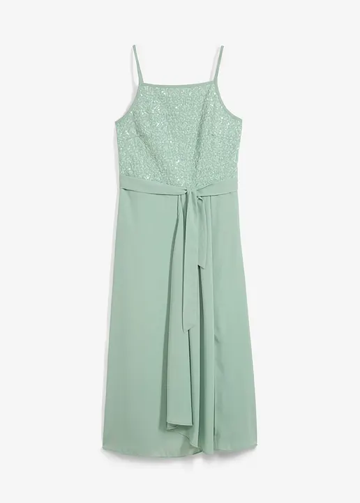 Maxikleid mit Pailletten in grün von vorne - bonprix