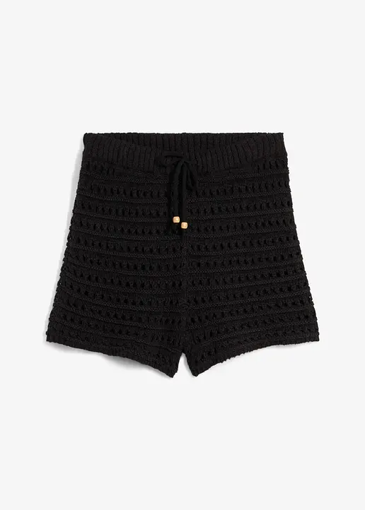 Kurze Strickshort, gefüttert in schwarz von vorne - bonprix