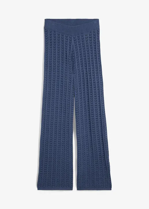 Strick-Schlupfhose mit Lochmuster in blau von vorne - bonprix