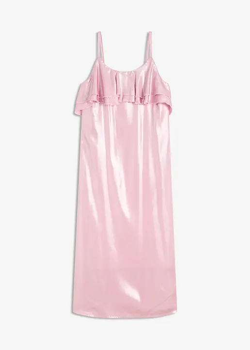 Trägerkleid mit Volants in rosa von vorne - bonprix