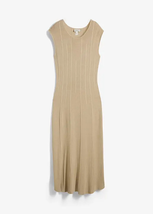 Figurbetontes Strickkleid aus Viskose-Mix in beige von vorne - bonprix
