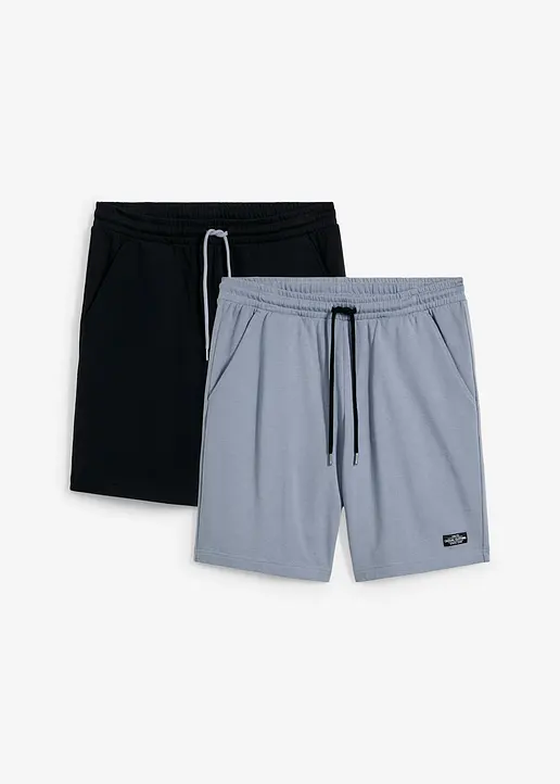 Sweat-Bermuda (2er Pack) in blau von vorne - bonprix