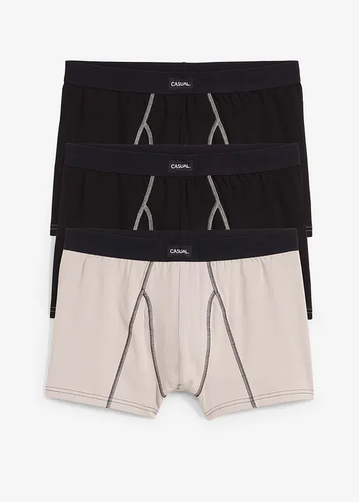 Boxershorts eng (3er Pack) in schwarz von vorne - bonprix