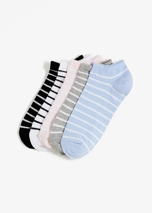 Sneakersocken mit Bio-Baumwolle (5er Pack) in schwarz von vorne - bonprix