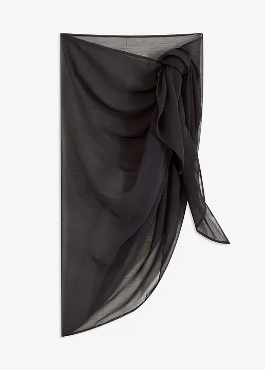 Chiffon Strand Pareo in schwarz von vorne - bonprix