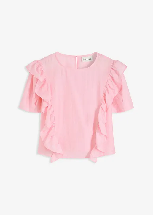 Bluse mit Volants in rosa von vorne - bonprix