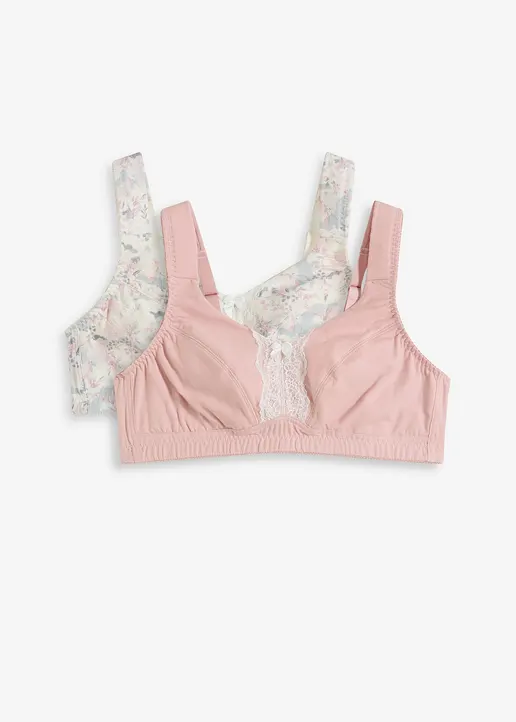 BH ohne Bügel mit Baumwolle (2er Pack) in rosa von vorne - bonprix
