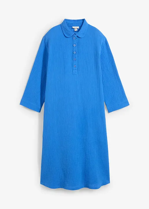 Hemdblusenkleid aus Musselin in blau von vorne - bonprix