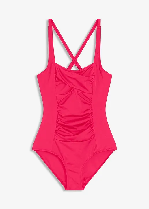 Shape Badeanzug aus glänzendem Material mittlere Formkraft in pink von vorne - bonprix