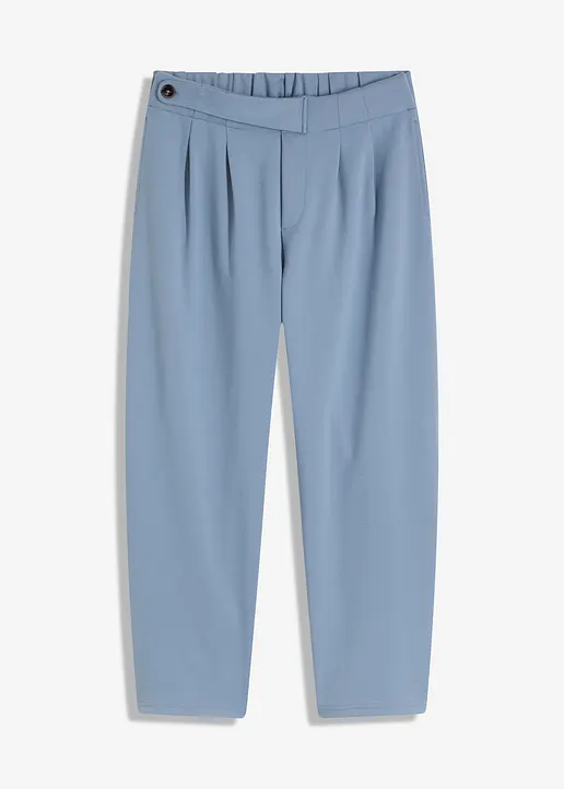 Jersey-Hose mit Bundfalten in blau von vorne - bonprix