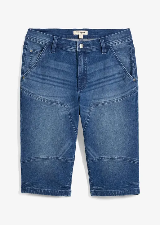 Long-Stretch-Jeans-Bermuda, Regular Fit in blau von vorne - bonprix