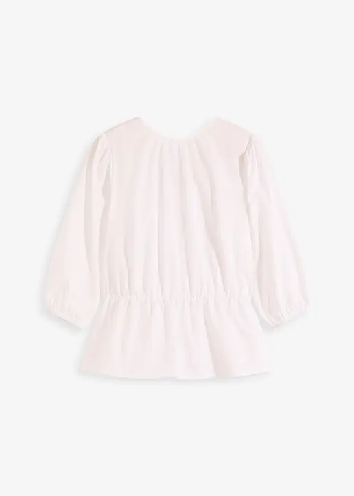 Bluse mit Puffärmeln und Rückenausschnitt in weiß von vorne - bonprix