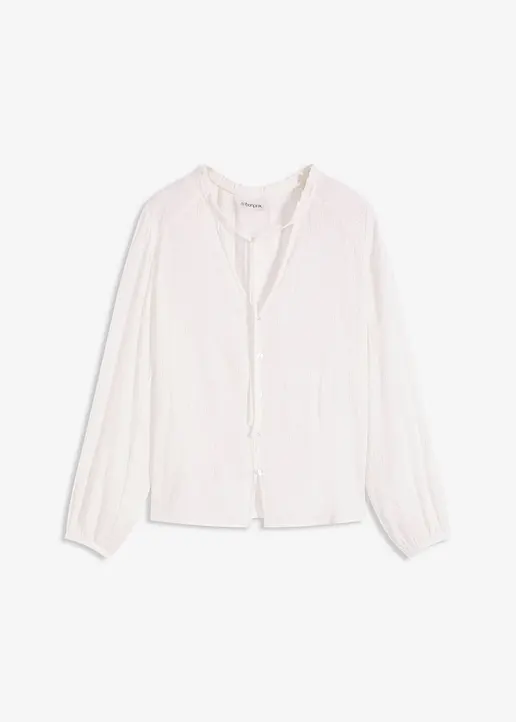 Bluse mit metallisierten Streifen in weiß von vorne - bonprix