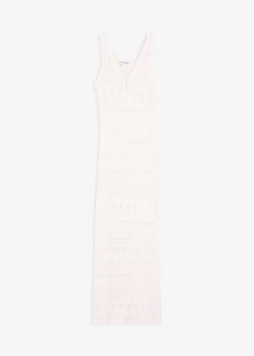Maxikleid in Häkeloptik in weiß von vorne - bonprix