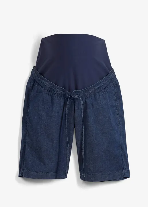 Umstandsshorts leichtem Stretchdenim in blau von vorne - bonprix