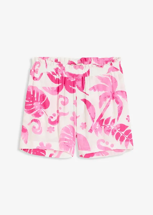 bedruckte Shorts aus strukturierter Viskose in weiß von vorne - bonprix