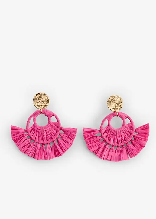 Ohrstecker in Strohoptik in pink von vorne - bonprix