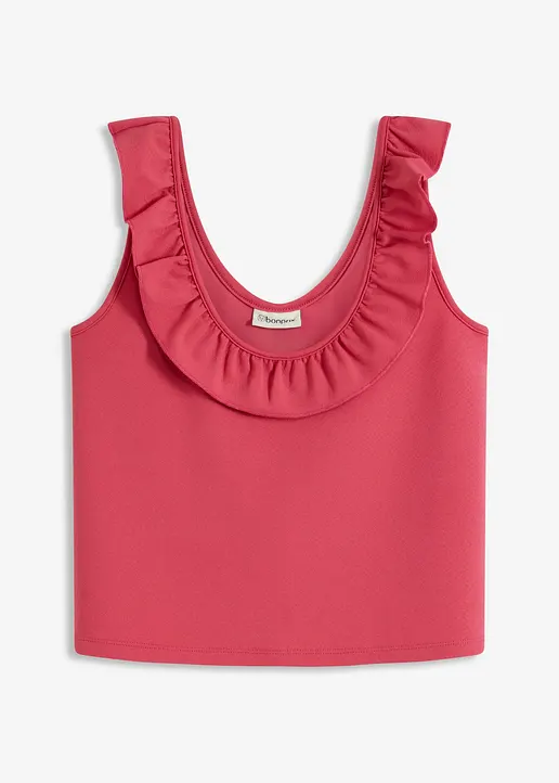 Jersey-Top in pink von vorne - bonprix