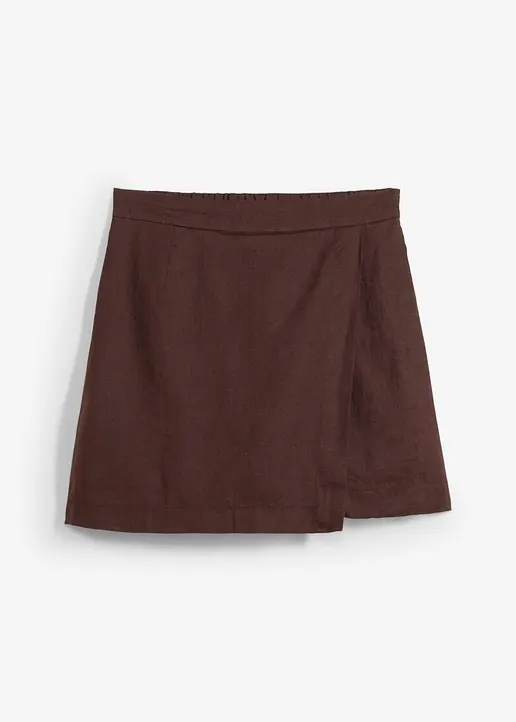 Hosenrock aus reinem Leinen in braun von vorne - bonprix