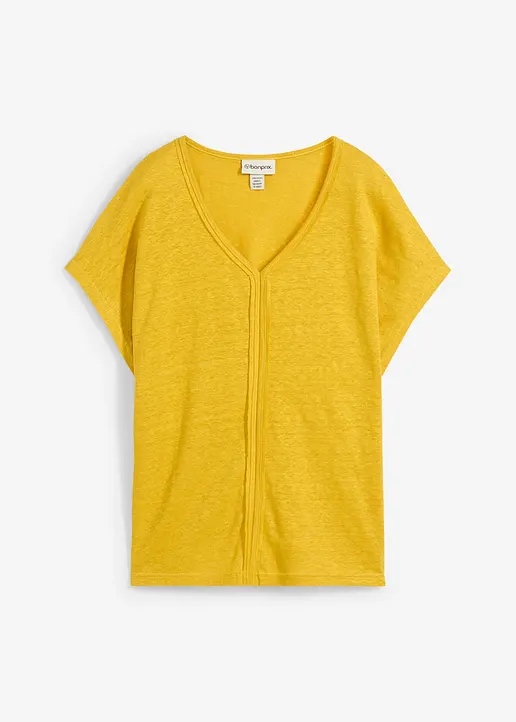 Shirt aus reinem Leinen in gelb von vorne - bonprix