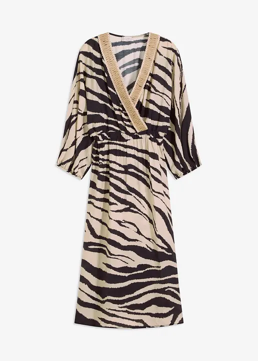 Midikleid  aus fließendem Viskose-Mix in schwarz von vorne - bonprix