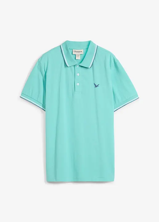 Piqué-Poloshirt aus reiner Bio-Baumwolle in grün von vorne - bonprix