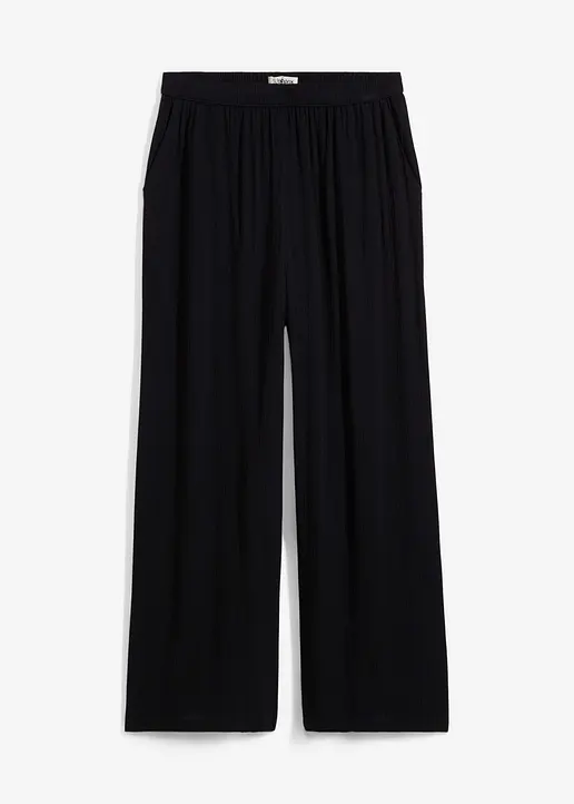 Palazzo-Hose aus softer Viskose in schwarz von vorne - bonprix