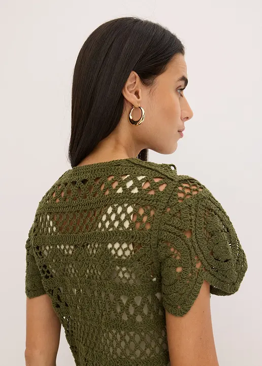 Crochet Kurzjacke in grün (Detailaufnahme) - bonprix