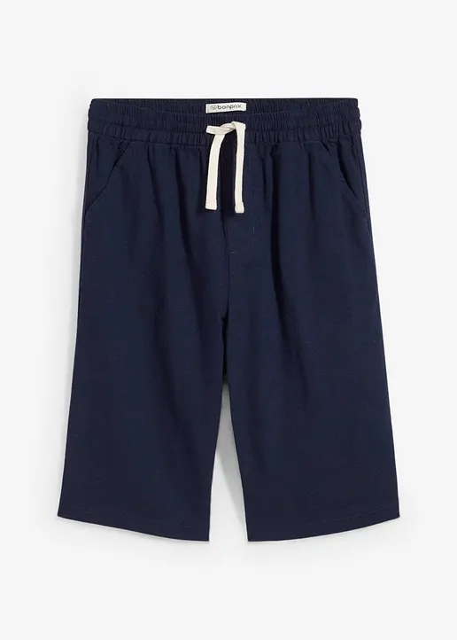 Schlupf-Shorts aus luftigem Leinen-Mix, Regular Fit in blau von vorne - bonprix
