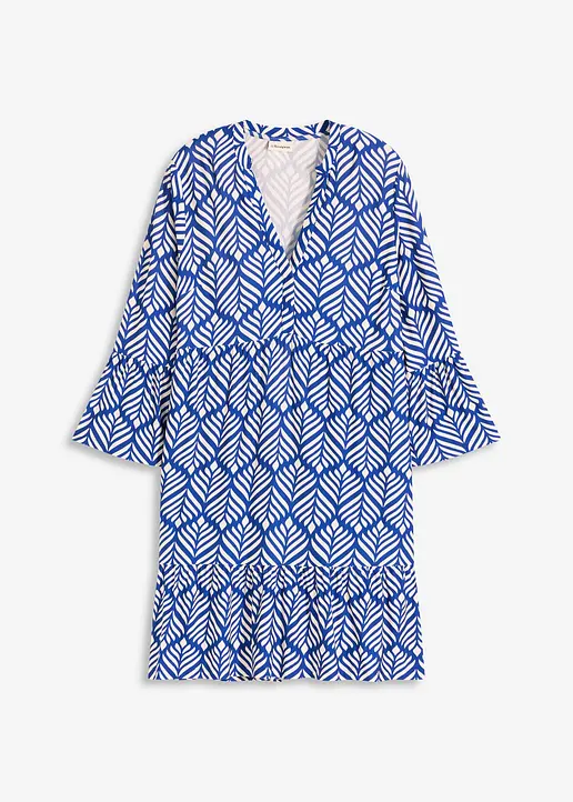 Jersey-Tunika-Kleid aus softem Viskose-Mix in blau von vorne - bonprix