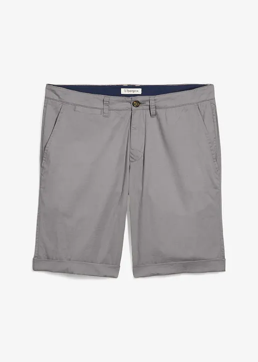 Chino-Bermuda aus reiner Baumwolle, Regular Fit in grau von vorne - bonprix
