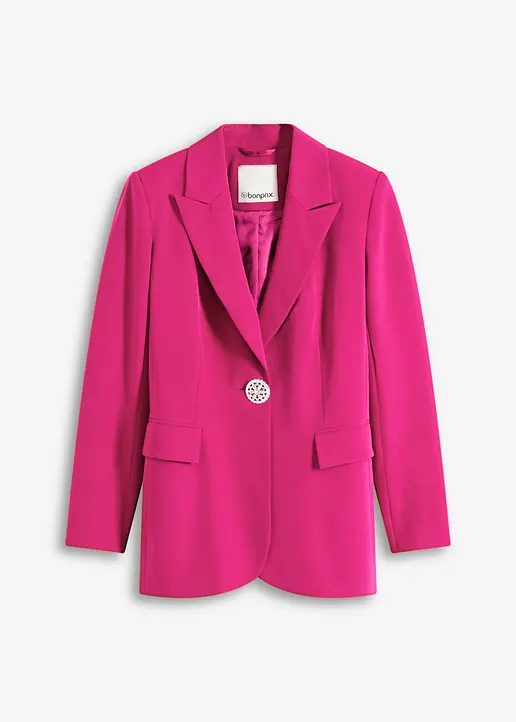 Blazer mit Schmuck-Knopf in pink von vorne - bonprix