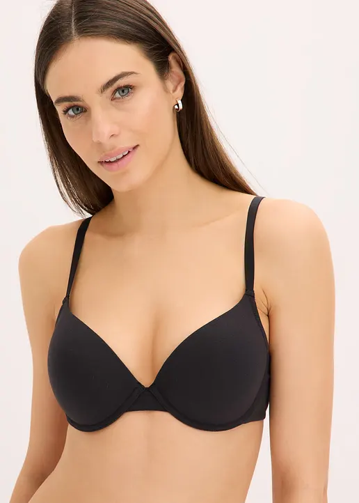 Push-Up-BH mit Bügel mit Baumwolle (2er Pack) in beige von vorne (im Anschnitt) - bonprix