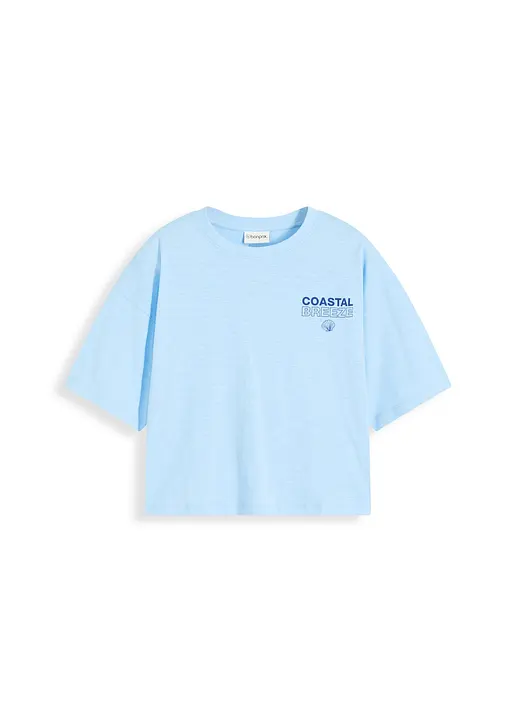 Oversize-Shirt aus reiner Bio-Baumwolle in blau von vorne - bonprix