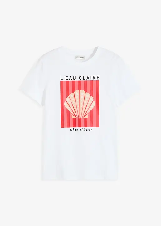 T-Shirt aus reiner Baumwolle in weiß von vorne - bonprix