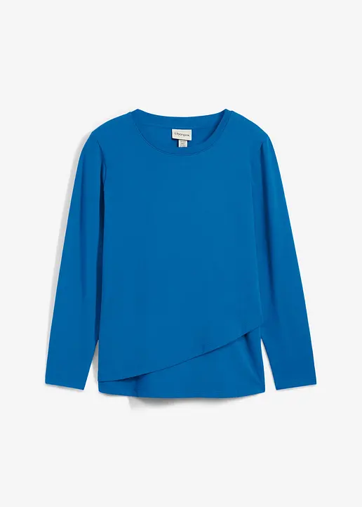 2-in-1 Umstands- und Stillshirt aus Bio-Baumwolle in blau von vorne - bonprix