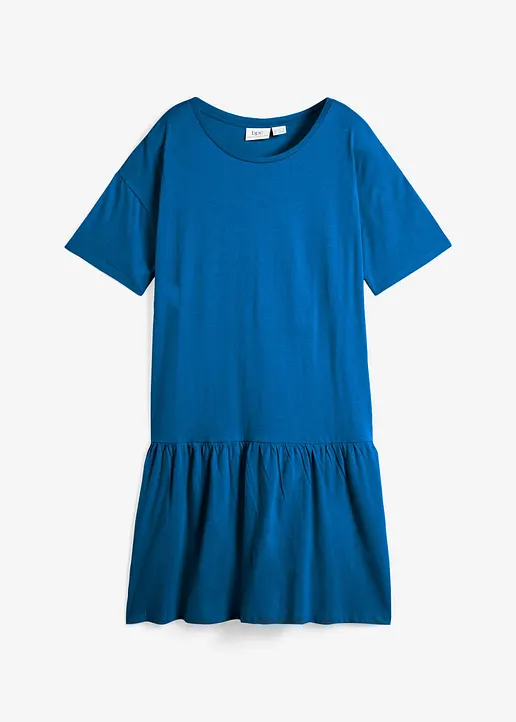 Jerseykleid aus Bio-Baumwolle in blau von vorne - bonprix