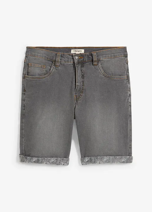 Stretch-Jeans-Bermuda, Regular Fit in grau von vorne - bonprix