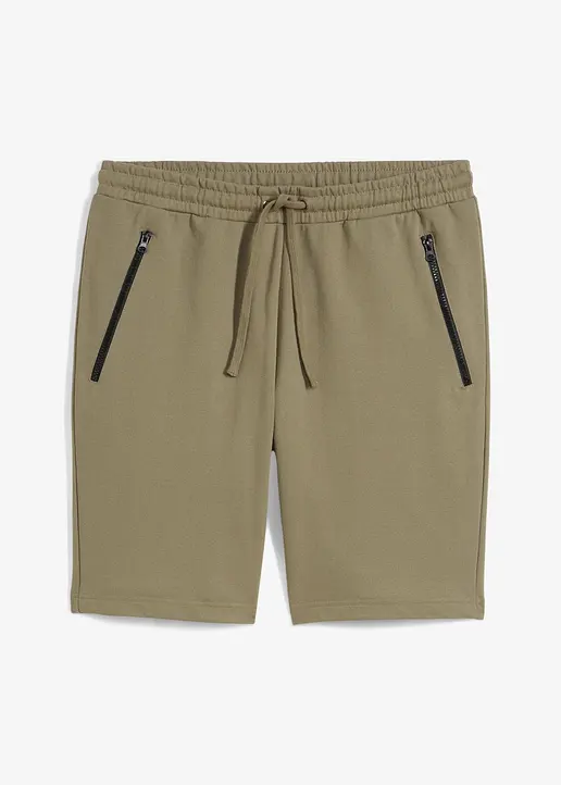 Sweat-Bermuda in grün von vorne - bonprix