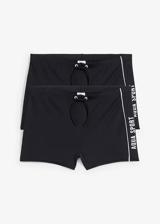 Badehose (2er Pack) in schwarz von vorne - bonprix