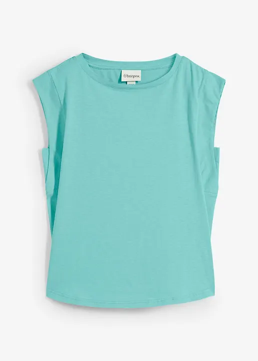 Shirt mit Seidenanteil in grün von vorne - bonprix