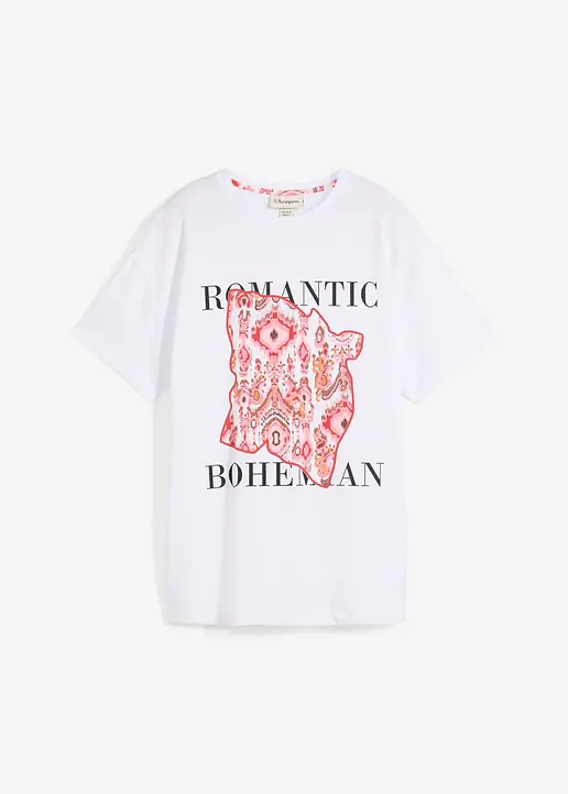 T-Shirt aus reiner Baumwolle in weiß von vorne - bonprix
