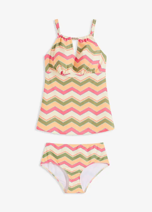 Tankini mit Cut-Out (2-tlg.Set) in grün von vorne - bonprix